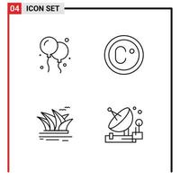 Line Pack of 4 Universal Symbols of balloon opera house climate citysets antenna Editable Vector Design Elements