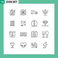 paquete de iconos de vector de stock de 16 signos y símbolos de línea para elementos de diseño de vector editables de pluma de camión de escala en línea