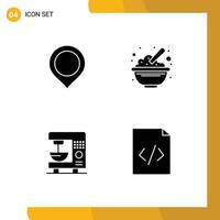 User Interface Pack of 4 Basic Solid Glyphs of location coffee mark food home Editable Vector Design Elements