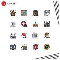 Set of 16 Modern UI Icons Symbols Signs for performance place animal no study Editable Creative Vector Design Elements