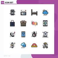 Set of 16 Modern UI Icons Symbols Signs for key sun bed weather cloud Editable Creative Vector Design Elements