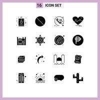16 Creative Icons Modern Signs and Symbols of bookshelf home communication beat heartbeat Editable Vector Design Elements