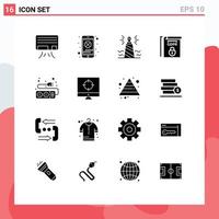 User Interface Pack of 16 Basic Solid Glyphs of plug terms write rules gdpr Editable Vector Design Elements