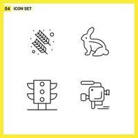 Set of 4 Modern UI Icons Symbols Signs for feather maps quinn feather easter bunny camera Editable Vector Design Elements