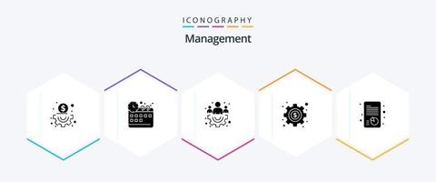 Management 25 Glyph icon pack including . strategic. team. report. growth vector