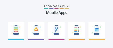 Mobile Apps Flat 5 Icon Pack Including interaction. app. app. mobile. care. Creative Icons Design vector