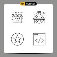 Line Pack of 4 Universal Symbols of creative circle idea science insignia Editable Vector Design Elements