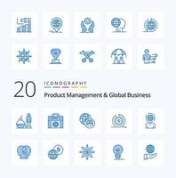 20 Product Managment And Global Business Blue Color icon Pack like modern global international business business on vector