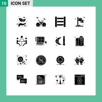 Pack of 16 creative Solid Glyphs of tool design business meeting conference Editable Vector Design Elements