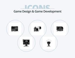 Game Design And Game Development Glyph Icon Pack 5 Icon Design. game. disc. prize. schedule. event vector