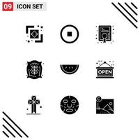 User Interface Pack of 9 Basic Solid Glyphs of board fruit medal food corn Editable Vector Design Elements