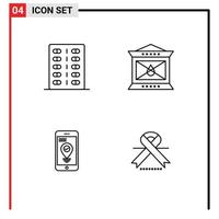 Pack of 4 Modern Filledline Flat Colors Signs and Symbols for Web Print Media such as disease navigation form lamp pointer Editable Vector Design Elements