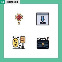 Filledline Flat Color Pack of 4 Universal Symbols of chineseknot bath decoration download scrub Editable Vector Design Elements