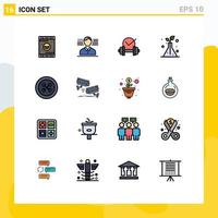 Modern Set of 16 Flat Color Filled Lines Pictograph of sew clothing healthcare button flask Editable Creative Vector Design Elements