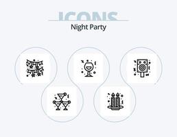 Night Party Line Icon Pack 5 Icon Design. night. music. party. microphone. night vector