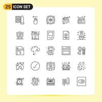 Universal Icon Symbols Group of 25 Modern Lines of cream support gdpr hand email Editable Vector Design Elements