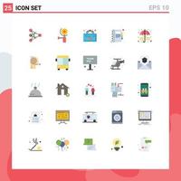 Pictogram Set of 25 Simple Flat Colors of assets diary cafe copy book Editable Vector Design Elements