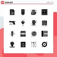 Universal Icon Symbols Group of 16 Modern Solid Glyphs of web layout rank design morning Editable Vector Design Elements