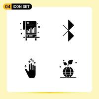 Pack of 4 creative Solid Glyphs of chart up file signal eco Editable Vector Design Elements