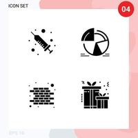 User Interface Pack of 4 Basic Solid Glyphs of injection construction chart analytics christmas Editable Vector Design Elements
