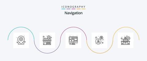 paquete de iconos de la línea de navegación 5 que incluye búsqueda. hombre. encontrar. localización. monitor vector