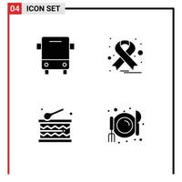 Pictogram Set of 4 Simple Solid Glyphs of bus festival transport oncology cafe Editable Vector Design Elements