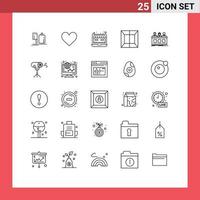 Modern Set of 25 Lines Pictograph of contest scan wedding production online store Editable Vector Design Elements
