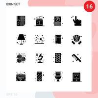 Solid Glyph Pack of 16 Universal Symbols of light floor analysis zoom gesture Editable Vector Design Elements