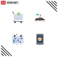 4 Universal Flat Icons Set for Web and Mobile Applications checkout target achievement goal calendar Editable Vector Design Elements