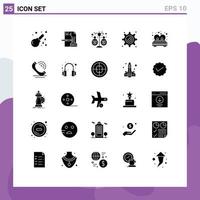 Pack of 25 creative Solid Glyphs of settings cogwheel dmca income fund Editable Vector Design Elements