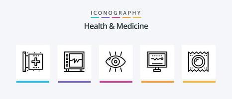 Health and Medicine Line 5 Icon Pack Including document. aid. form. medicine. health. Creative Icons Design vector