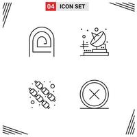 Mobile Interface Line Set of 4 Pictograms of finger marshmallow pattern telecommunication circle Editable Vector Design Elements