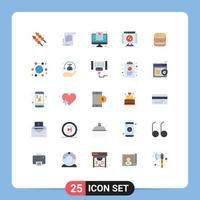 paquete de iconos de vector de stock de 25 signos y símbolos de línea para cocinar carne de res favorita detener eliminar elementos de diseño de vector editables