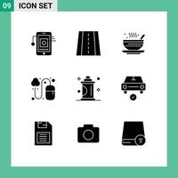 9 Creative Icons Modern Signs and Symbols of grooming grid dish mouse design Editable Vector Design Elements