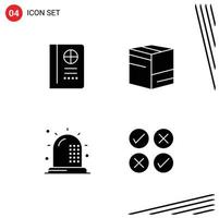 Modern Set of 4 Solid Glyphs and symbols such as passport fitness box e health Editable Vector Design Elements