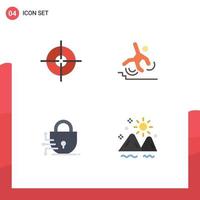 User Interface Pack of 4 Basic Flat Icons of aim lock business failure landscape Editable Vector Design Elements