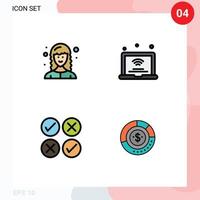 4 Thematic Vector Filledline Flat Colors and Editable Symbols of developer creative web developer internet of things design Editable Vector Design Elements