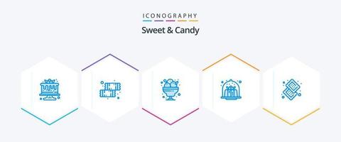 Sweet And Candy 25 Blue icon pack including food. cake. cafe. cafe. restaurant vector
