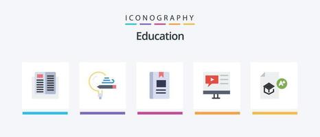 Education Flat 5 Icon Pack Including multimedia. education. school. reading. knowledge. Creative Icons Design vector