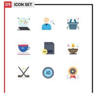 Set of 9 Vector Flat Colors on Grid for devices card basket coffee tea Editable Vector Design Elements