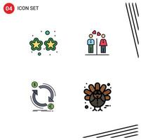 Set of 4 Modern UI Icons Symbols Signs for carnival exchange party couple finance Editable Vector Design Elements