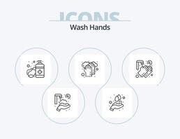 Wash Hands Line Icon Pack 5 Icon Design. hands spray. alcohol. hands. wash. hand care vector