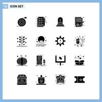 Pack of 16 creative Solid Glyphs of cracker money christian justice balance Editable Vector Design Elements