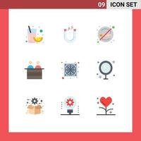 Universal Icon Symbols Group of 9 Modern Flat Colors of fan computer no person human Editable Vector Design Elements