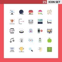 User Interface Pack of 25 Basic Flat Colors of food security ball money webshop Editable Vector Design Elements