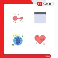 4 Flat Icon concept for Websites Mobile and Apps atoms website lab media heart Editable Vector Design Elements