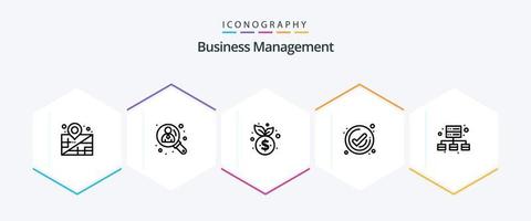 Business Management 25 Line icon pack including server. business. management. check. management vector