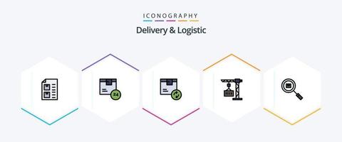 paquete de iconos de 25 líneas completas de entrega y logística que incluye la entrega. carga. Envío. Envío. producto vector