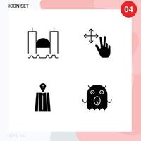 Set of 4 Modern UI Icons Symbols Signs for bridge road industrial gesture monster Editable Vector Design Elements