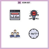 Modern Set of 4 Filledline Flat Colors Pictograph of analytics employee bid compete people Editable Vector Design Elements